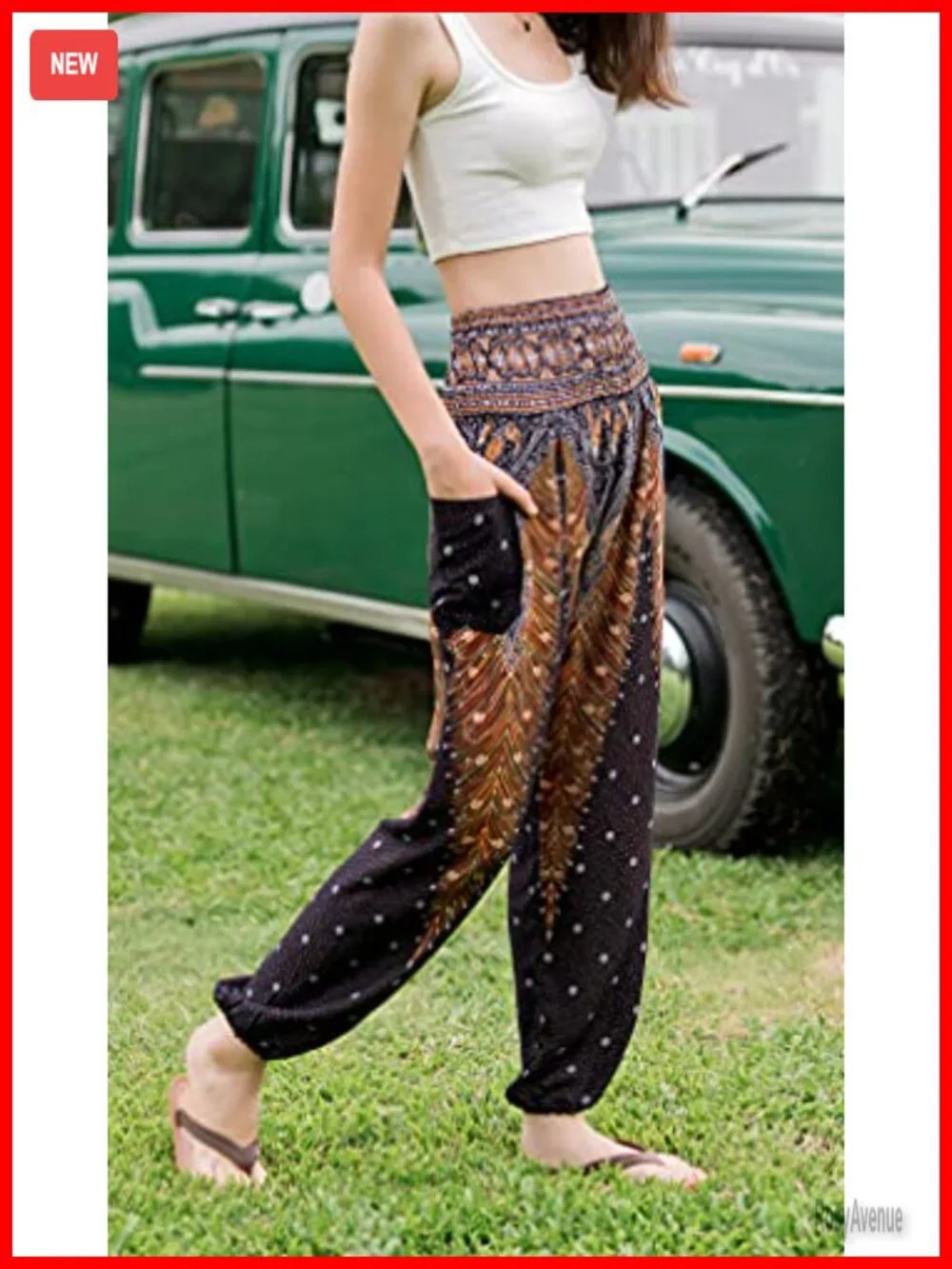 Smocked Waist Harem Hippie Boho Yoga Palazzo Casual Pants
